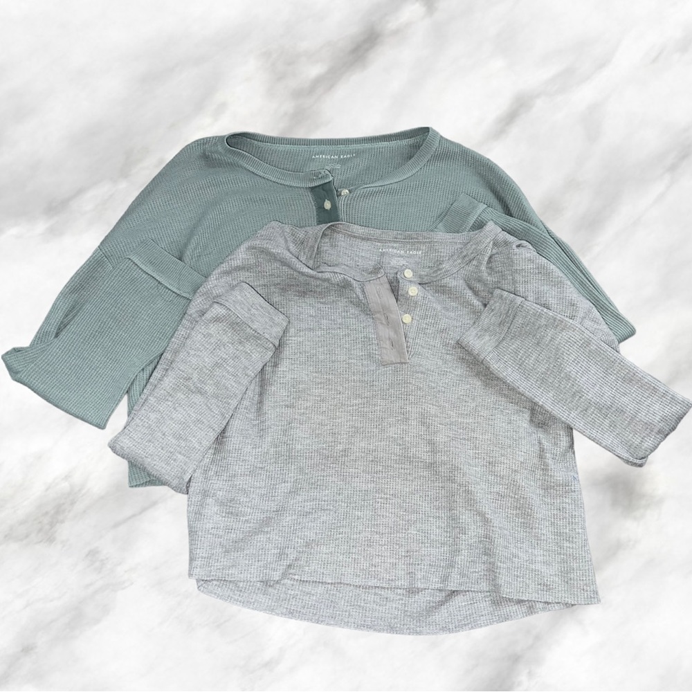 Henley cropped long sleeve